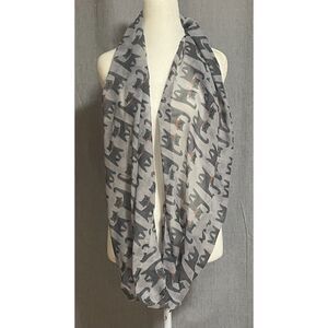 Alina Gray Cat Print Infinity Scarf Lightweight Sheer Polyester Loop